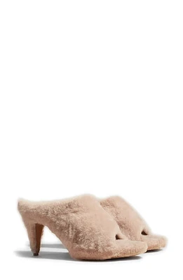 Khaite Marion Peep Toe Genuine Shearling Sandal Blush at Nordstrom,