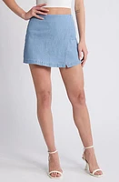 SOMETHING NEW Alex Denim Wrap Miniskort Light Blue at Nordstrom,