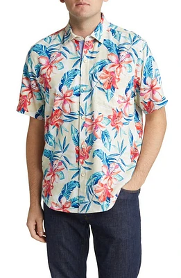 Tommy Bahama Breeze Beach Blooms Short Sleeve Silk Button-Up Shirt Continental at Nordstrom,