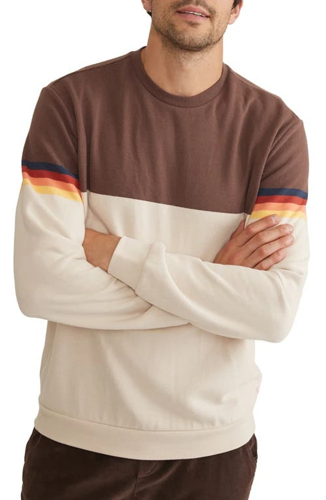 Marine Layer Signature Colorblock Sweater Brown Sunset Stripe at Nordstrom,