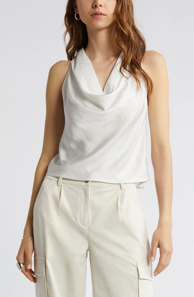 Open Edit Cowl Neck Satin Tank at Nordstrom,