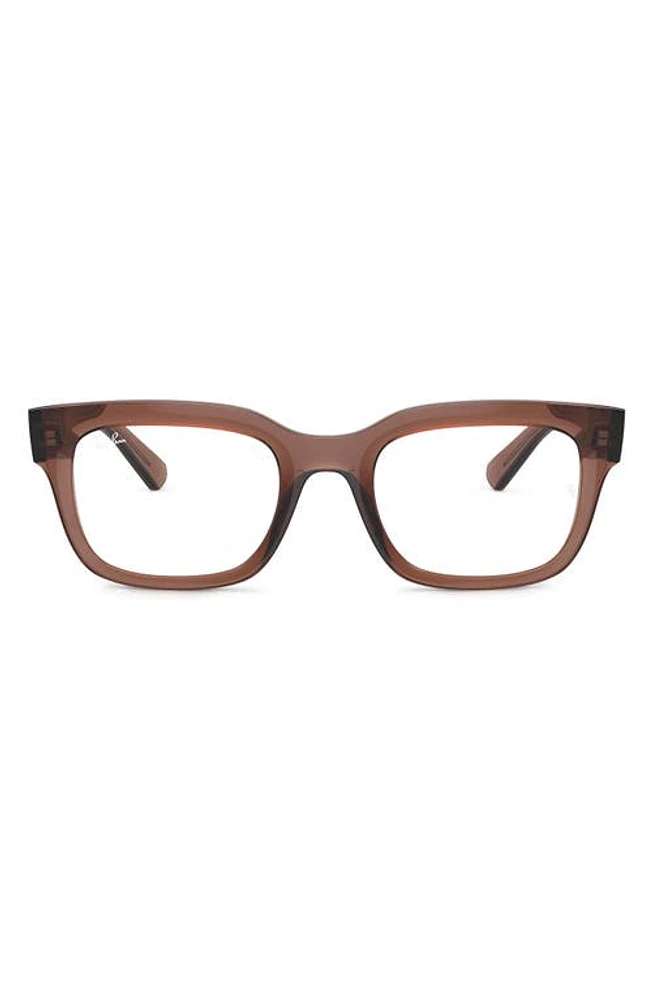 Ray-Ban Chad 52mm Rectangular Optical Glasses in Transparent Brown at Nordstrom