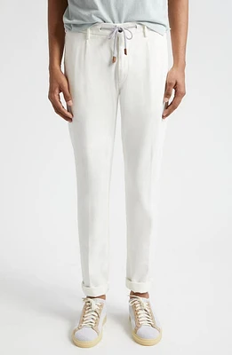 Eleventy Drawstring Waist Stretch Jersey Pants White at Nordstrom,