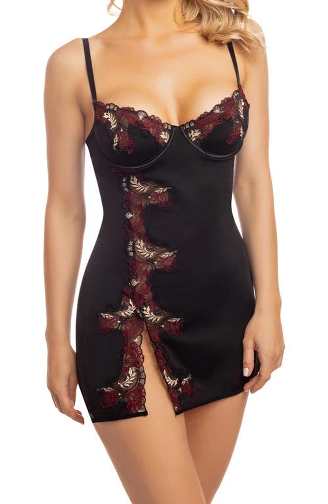 Oh La Cheri Esmerelda Underwire Chemise Holiday/Black at Nordstrom,