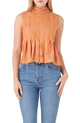 English Factory Destroyed Cotton & Linen Sleeveless Crop Top Orange at Nordstrom,