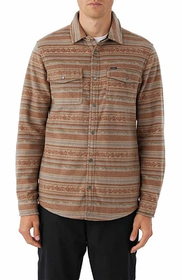 O'Neill Glacier Stripe Fleece Snap-Up Overshirt at Nordstrom,