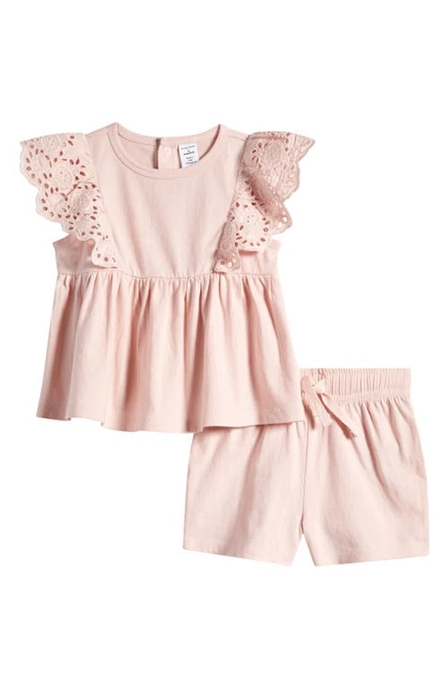 Nordstrom Flutter Knit Top & Shorts Set Pink Lotus at Nordstrom, M