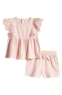 Nordstrom Flutter Knit Top & Shorts Set Pink Lotus at Nordstrom, M