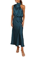 Petal & Pup Annabelle Satin Maxi Dress Teal at Nordstrom,