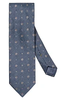 Eton Floral Slub Silk & Linen Tie in Medium Blue at Nordstrom