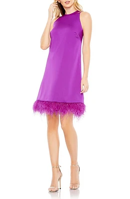 Ieena for Mac Duggal Crewneck Faux Feather Hem Cocktail Dress at Nordstrom,