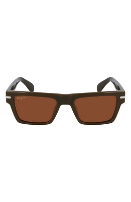 FERRAGAMO 54mm Polarized Rectangular Sunglasses in Dark Khaki at Nordstrom