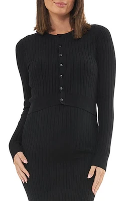 Ripe Maternity Caitlin Rib Crop Cardigan Black at Nordstrom,