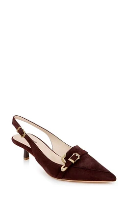 L'AGENCE Brigitte Slingback Kitten Heel Pump Chocolate Suede at Nordstrom,