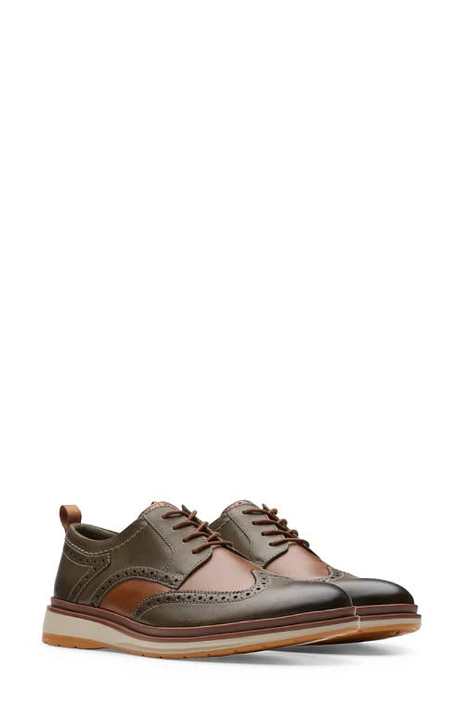 Clarks(r) Chantry Wingtip Derby Dark Olive Combi at Nordstrom,