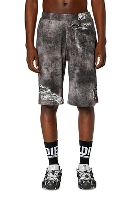 DIESEL P-Ston-Short Trompe L'Oeil Denim Print Shorts Black at Nordstrom,