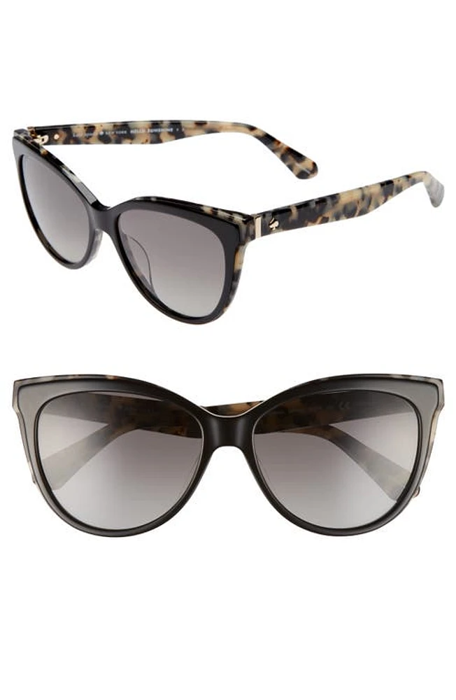 Kate Spade New York daeshas 56mm polarized cat eye sunglasses in Black Havana Polar at Nordstrom