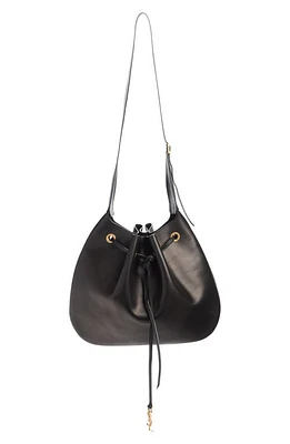 Saint Laurent Paris VII Flat Leather Hobo Bag in Nero at Nordstrom