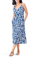 NZT by NIC+ZOE High Seas Linen Blend Midi Tank Dress Blue Multi at Nordstrom,