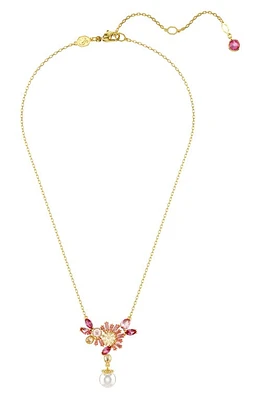 Swarovski Gema Crystal Flower & Imitation Pearl Pendant Necklace in Pink at Nordstrom