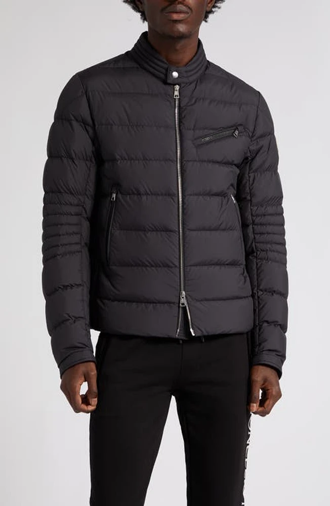 Moncler Authie Matte Biker Puffer Jacket Black at Nordstrom,