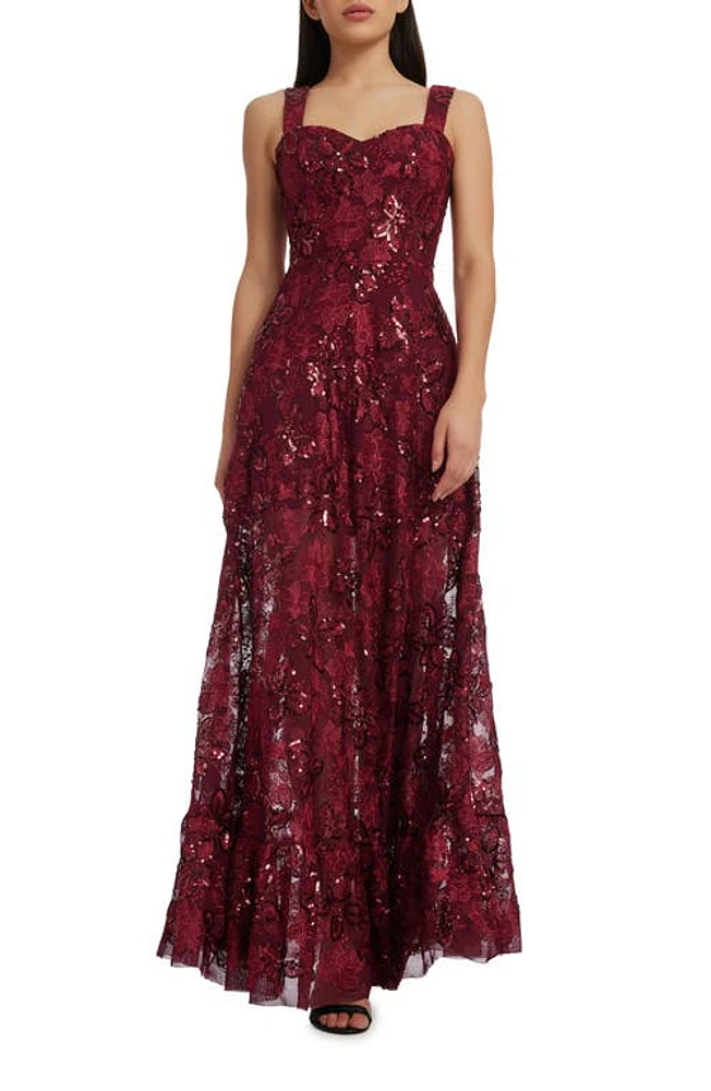 Dress the Population Anabel Floral Sequin Fit & Flare Gown at Nordstrom,