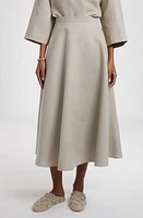 Valentino Garavani A-Line Flax Midi Skirt Beige Gravel at Nordstrom, Us