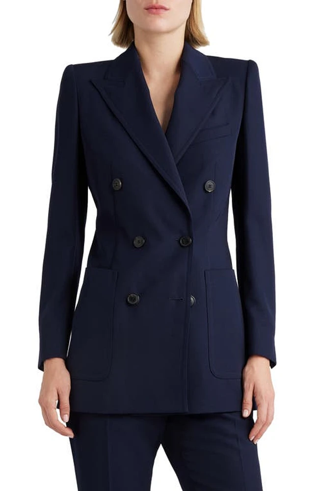 Dries Van Noten Double Breasted Gabardine Blazer Navy at Nordstrom, Us