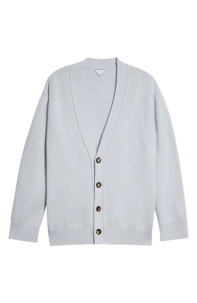 Bottega Veneta Leather Patch Cashmere Blend Cardigan Morning Mist at Nordstrom,