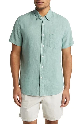 Rails Paros Short Sleeve Linen Blend Button-Up Shirt Jade at Nordstrom,