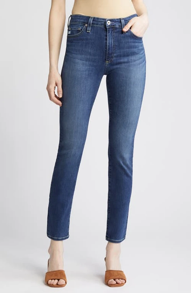 AG Mari High Waist Stretch Slim Straight Leg Jeans in Aura at Nordstrom, Size 31