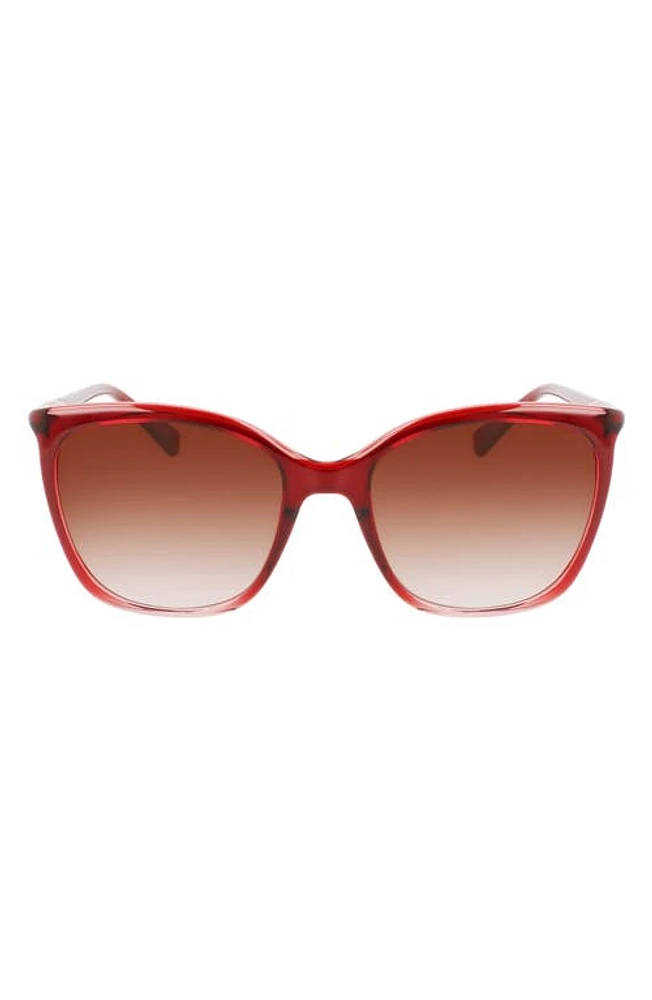 Longchamp 56mm Roseau Tea Cup Sunglasses in Gradient Red Pink at Nordstrom