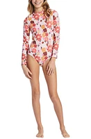 Billabong Kids' A Dream Away Long Sleeve One-Piece Swimsuit Multi at Nordstrom,