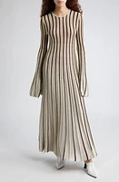 Stella McCartney Stripe Bell Sleeve Open Back Maxi Dress 8490 - Multicolor 1 at Nordstrom,