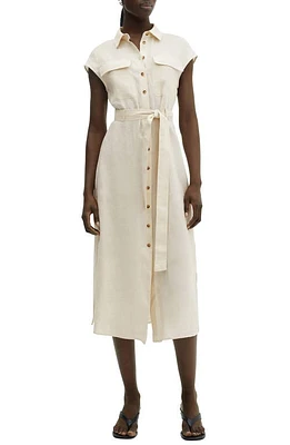 MANGO Quito Tie Waist Linen Shirtdress at Nordstrom,