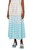 Ming Wang Gingham Maxi Skirt Blue Multi at Nordstrom,