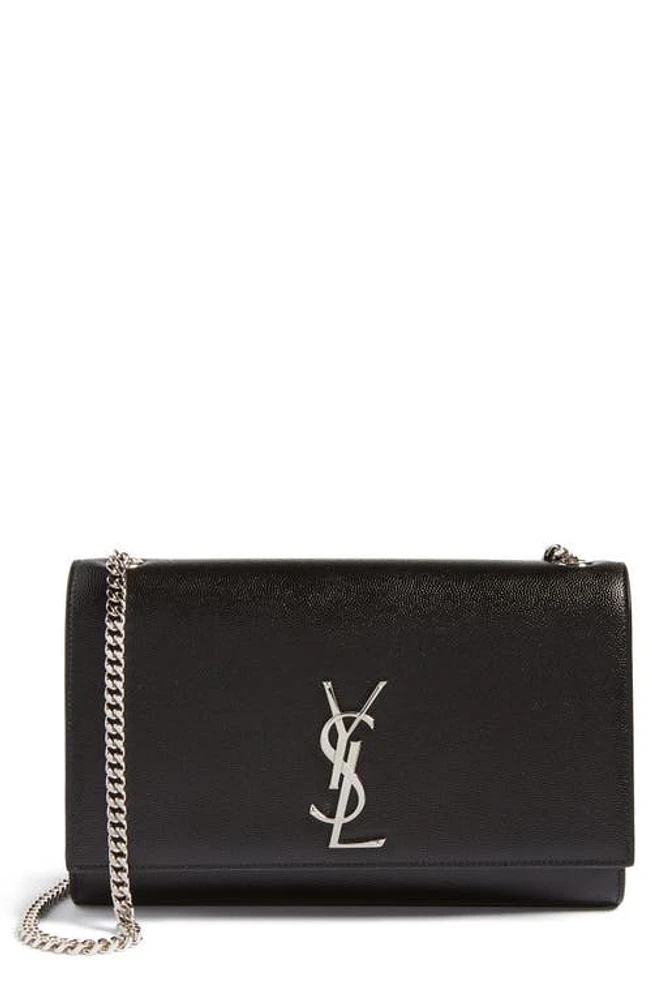 Saint Laurent Medium Kate Leather Wallet on a Chain in Nero at Nordstrom