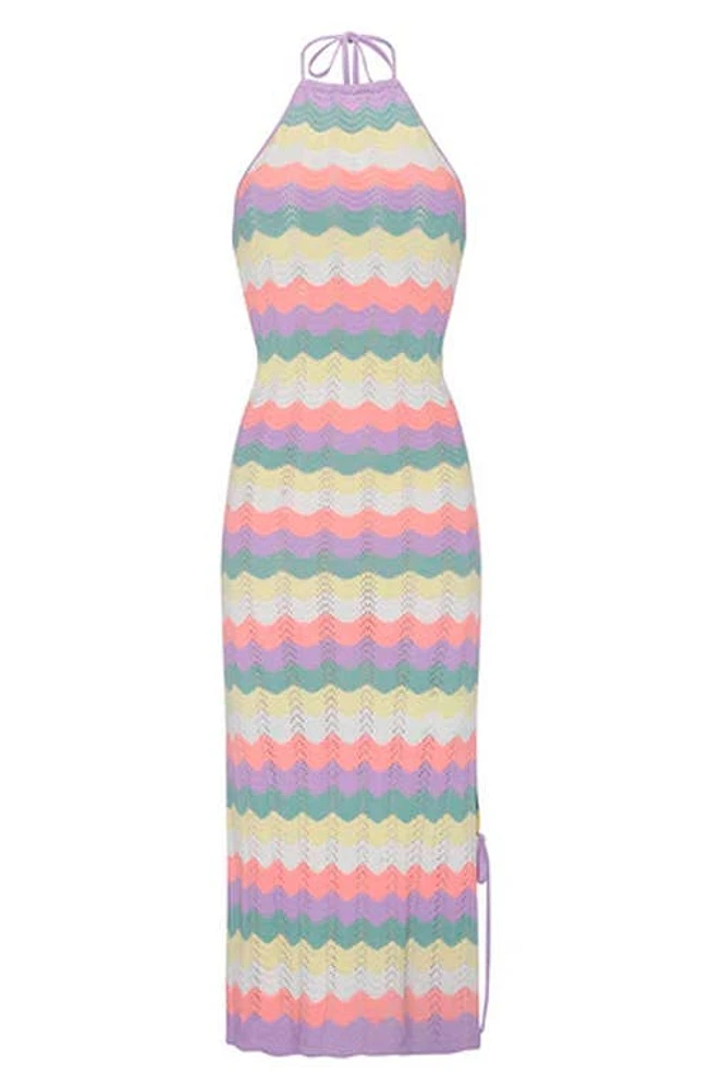 Capittana Corneila Crochet Cover-Up Halter Dress Pink Multi at Nordstrom,