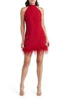 Sam Edelman Halter Neck Feather Trim Cocktail Dress at Nordstrom,