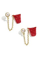 BaubleBar Nothing but Cup Chain Stud Earrings in Red at Nordstrom