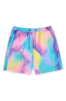 Psycho Bunny Kids' Tyler Print Swim Trunks Violet at