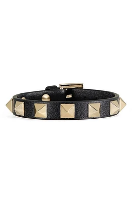 Valentino Garavani Rockstud Leather Bracelet in Nero at Nordstrom