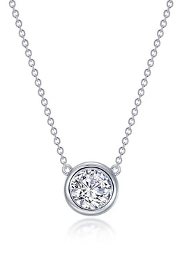 Lafonn Simulated Diamond Bezel Set Pendant Necklace in White at Nordstrom, Size 16