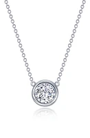 Lafonn Simulated Diamond Bezel Set Pendant Necklace in White at Nordstrom, Size 16