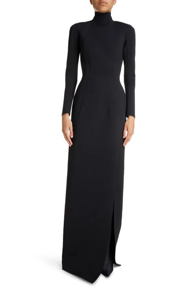 Balenciaga Raised Seam Long Sleeve Fitted Gown Black at Nordstrom, Us