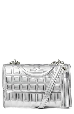 Tory Burch Fleming Metallic Convertible Shoulder Bag in Silver at Nordstrom