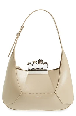 Alexander McQueen Jewelled Leather Hobo in Camel at Nordstrom