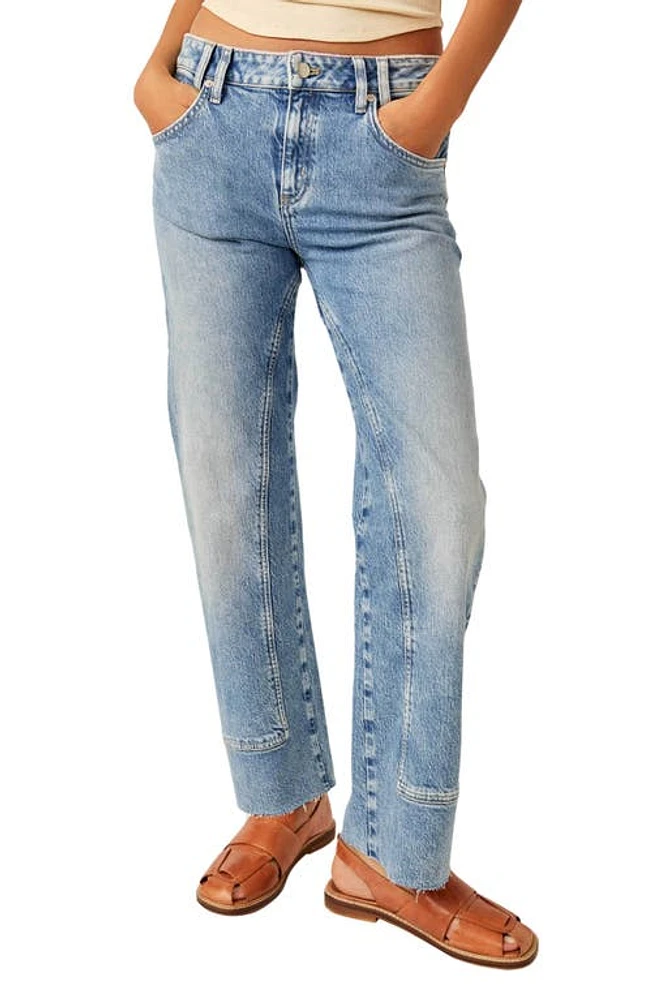 Free People Risk Taker Raw Hem Straight Leg Jeans in Mantra at Nordstrom, Size 24