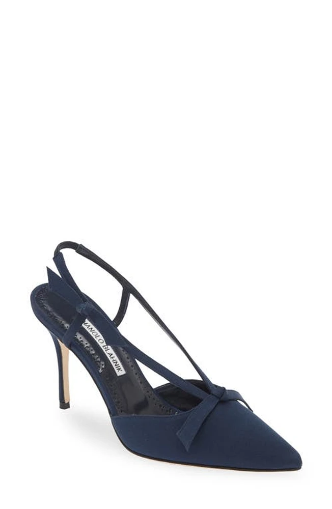 Manolo Blahnik Corintia Pointed Toe Slingback Pump Navy at Nordstrom,