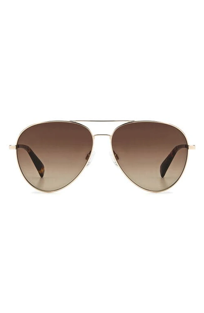 rag & bone 59mm Aviator Sunglasses in Gold Havana/Brown Gradient at Nordstrom